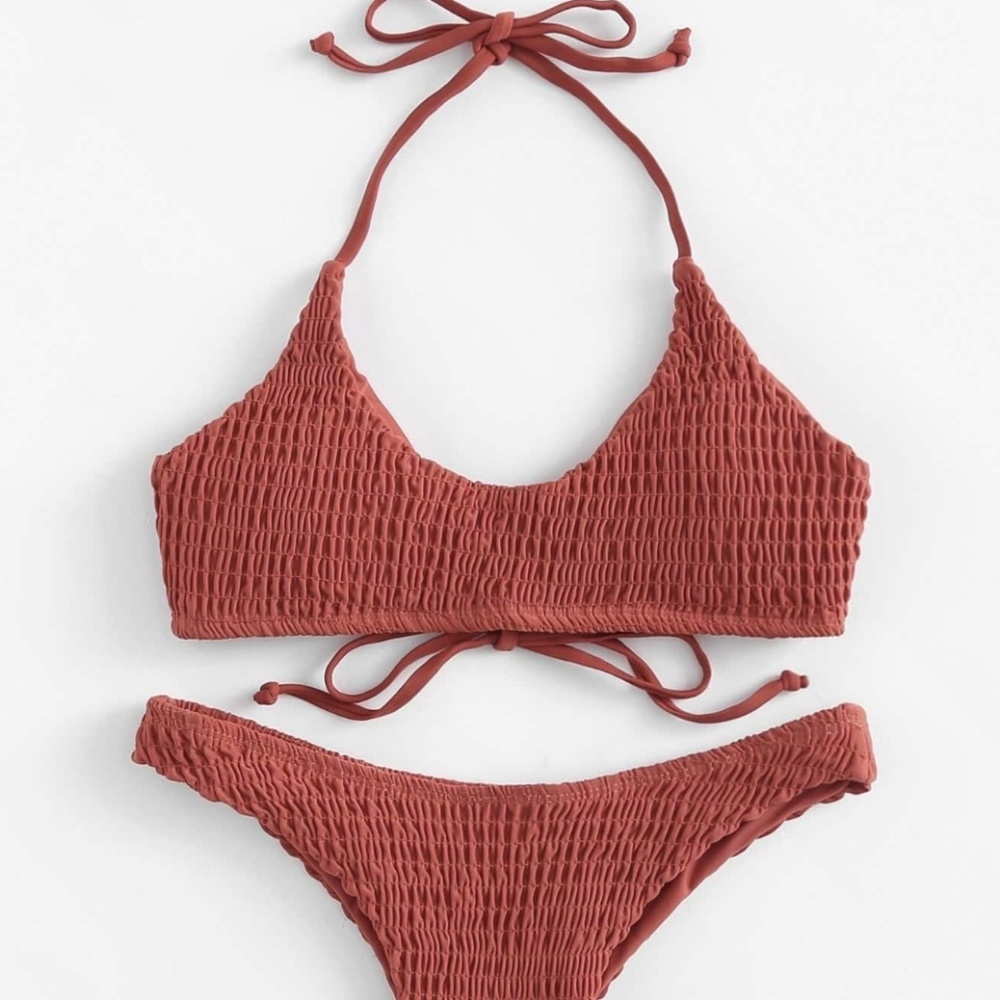 Shirred Halter Bikini Set NWOT